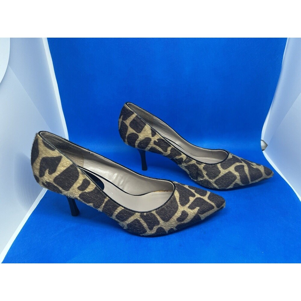 NINE WEST & CO Giraffe Leopard Faux Fur Leather Pumps High Heels Sz 7.5  JJKERAH